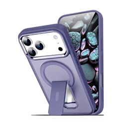 Clear Magnetic Case with Built-in Kickstand for iPhone 17 Pro Max / 18 Pro Max (PURPLE) (Only Ground Shipping)