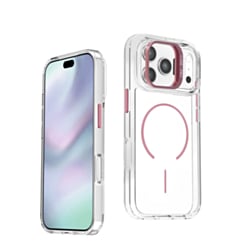 Magnetic Clear Case with Camera Kickstand for iPhone 17 Pro Max / 18 Pro Max (PINK) (Only Ground Shipping)