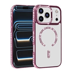 Rhinestone Magnetic Clear Protective Case for iPhone 17 Pro Max / 18 Pro Max (ROSE GOLD) (Only Ground Shipping)