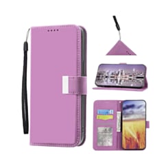 Elegant Leather Wallet Case with Wristlet Strap for iPhone 17 Pro Max / 18 Pro Max (PURPLE) (Only Ground Shipping)