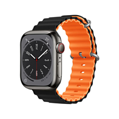 iWatch (38/40/41mm) Ocean Band Silicone Sport Strap Band (BLACK & ORANGE) (Only Ground Shipping)