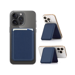 Magnetic Leather Phone Wallet Stand with IC Chip (BLUE) (Only Ground Shipping)