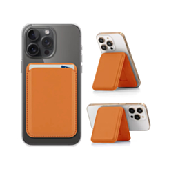 Magnetic Leather Phone Wallet Stand with IC Chip (ORANGE) (Only Ground Shipping)