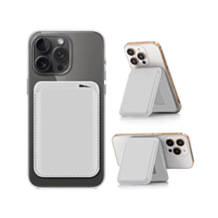 Magnetic Leather Phone Wallet Stand with IC Chip (WHITE) (Only Ground Shipping)