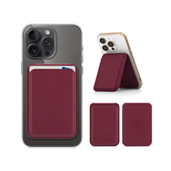 Magnetic Leather Phone Wallet Stand with IC Chip (Burgundy) (Only Ground Shipping)