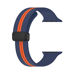 MagStripe Dual Color Magnetic Silicone Band (MIDNIGHT BLUE & ORANGE) for iWatch (42 / 44 / 45 / 49 mm) (Only Ground Shipping)
