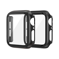 iWatch 42mm (2024) Hard PC Bumper Case with Tempered Glass - BLACK (Only Ground Shipping)