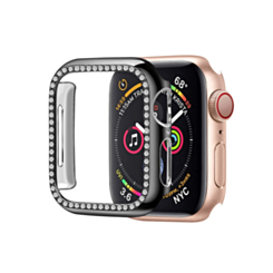 iWatch 42mm (2024) Stone PC Bumper Case with Tempered Glass - BLACK (Only Ground Shipping)