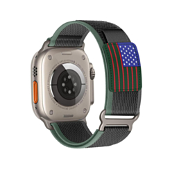 USA Flag Velcro Nylon Loop Strap (Blue Black) for iWatch (42 / 44 / 45 / 46 / 49mm) (Only Ground Shipping)