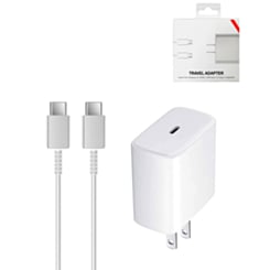 Super Fast USB-C Wall Adapter /w USB C-C Charging Cable (3ft) (45W) (WHITE) (Only Ground Shipping)