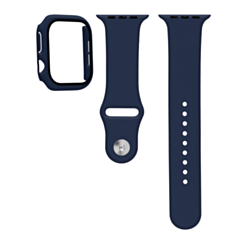 Silicone Soft Band with Tempered Glass - NAVY BLUE for iWatch 46mm (Only Ground Shipping)