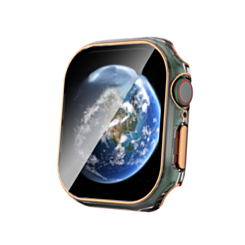 iWatch 46mm (2024) Shinny Hard PC Bumper Case - CLEAR & ROSE GOLD (Only Ground Shipping)