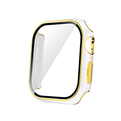 iWatch 46mm (2024) Shinny Hard PC Bumper Case - WHITE & GOLD (Only Ground Shipping)