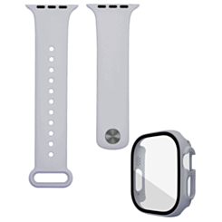 iWatch 49mm Silicone Soft Band & Bumper Case with Tempered Glass - GRAY (Only Ground Shipping)