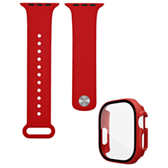 iWatch 49mm Silicone Soft Band & Bumper Case with Tempered Glass - RED (Only Ground Shipping)