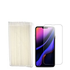 Shop the clear tempered glass for the iPhone 13 Pro Max or 14 Plus — 2.5D, pack of 50, variant 1.

