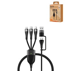 PISEN PRO-Mars Series Aluminum Alloy USB / Type-C to 3-in-1 (Lightning + Type-C + Micro USB) Braided Charging Data Cable (Black) (4ft) (100W) (Only Ground Shipping)