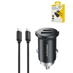 PISEN Quick Type-C + USB-A Mini Car Charger Set with USB C-C Cable (30W) (3ft) (Only Ground Shipping)
