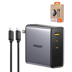 PISEN Bolt GaN 2 Type-C + USB-A Multi-Port Fast Charger Set (140W) (Gray) (Only Ground Shipping)