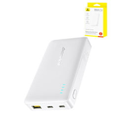 BASEUS EnerFill FP21 Power Bank with USB C-C Fast Charging Cable (22.5W) (10000mAh) (MOON WHITE) (Only Ground Shipping)