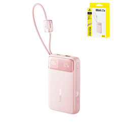 BASEUS EnerFill FC11 Power Bank with USB C-C Retractable Fast Charging Cable (22.5W) (10000mAh) (BABY PINK) (Only Ground Shipping)