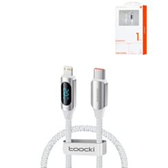 Toocki USB C-L Non-MFI Fast Charging Data Cable with Display (WHITE) (20W) (3ft) (Only Ground Shipping)