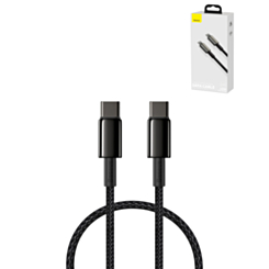 BASEUS USB C-C Tungsten Gold Fast Charging Data Cable (BLACK) (100w) (3ft) (Only Ground Shipping)