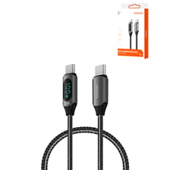 Toocki USB C-C Super Fast Charging Data Cable with Display (BLACK) (100W) (3ft) (Only Ground Shipping)