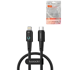 Toocki C-L Non-MFI Data Transfer Cable with LED Light (1ft) (20W) (BLACK) (Only Ground Shipping)