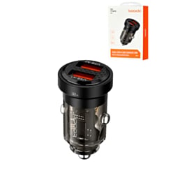 Toocki PD USB A+A Transparent Car Charger (BLACK) (30W) (Only Ground Shipping)