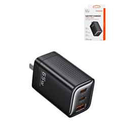 Toocki 65W USB C+C+A Super Fast GaN Charger (BLACK) (Only Ground Shipping)