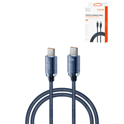 Toocki USB C-C Crystal Fast Braided Charging Data Cable (BLUE) (6ft) (100W) (Only Ground Shipping)