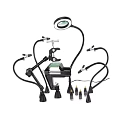 Magnetic Helping Hands Soldering PCB Circuit Board Holder with 3X LED Magnifying Lamp 360 Hot Air Gun Holder Extra Large & Heavy Duty Base Plate for Soldering Station (Only Ground Shipping)