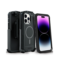 xBase Boulder Heavy-Duty MagSafe Protective Case with Belt Clip for iPhone 15 Pro Max (BLACK) (Only Ground Shipping)