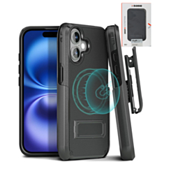 xBase by PowerPeak - Duraclip Series Combo Case MagSafe Belt Clip Holster - (BLACK) for iPhone 16 (Only Ground Shipping)