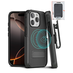 xBase by PowerPeak - Pro Duraclip Series Combo Case MagSafe Belt Clip Holster - (BLACK) for iPhone 16 Pro (Only Ground Shipping)