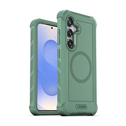 xBase by PowerPeak Boulder Heavy Duty MagSafe Co-Molded Rugged Protective Case (Green) for Galaxy S25 (Only Ground Shipping)