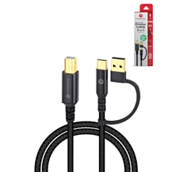 PowerPeak Printer Cable 2 in 1 (USB-A to C) (6ft) (Only Ground Shipping)