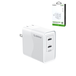 Esoulk EK2005 Dual USB C Wall Charging Plug (WHITE) (65W) (Only Ground Shipping)