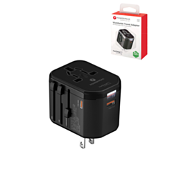 PowerPeak Universal Power Adapter with USB-C & USB-A Ports (30W) - (BLACK) (Only Ground Shipping)