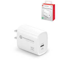 PowerPeak USB-C PD Wall Charger (WHITE) (20W) (Only Ground Shipping)