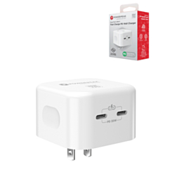 PowerPeak Dual USB-C PD Wall Power Adapter - (WHITE) (35W) (Only Ground Shipping)