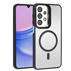 Thin Magnetic Clear Case with Camera Stand Kickstand - BLACK for Galaxy A13 (Only Ground Shipping)