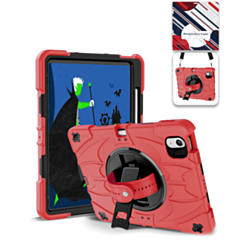 Rugged Tablet Case with Rotating Stand & Shoulder Strap (RED) for iPad Air 13 (2024 / 2025 / 2026) (Only Ground Shipping)