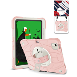 Rugged Tablet Case with Rotating Stand & Shoulder Strap (PINK) for iPad Air 13 (2024 / 2025 / 2026) (Only Ground Shipping)