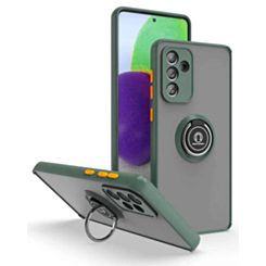 Galaxy A13 5G Hard PC Rear / Soft TPU Colorful Border Case with I - ring Holder - DARK GREEN (Only Ground Shipping)