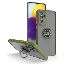 Galaxy A13 5G Hard PC Rear / Soft TPU Colorful Border Case with I - ring Holder - ARMY GREEN (Only Ground Shipping)