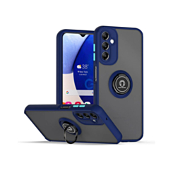Galaxy A35 5G Hard PC Rear / Soft TPU Colorful Border Case with I-ring Holder - NAVY BLUE (Only Ground Shipping)