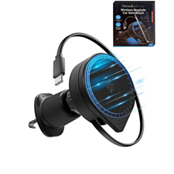 Brookstone Wireless MagSafe Car Mount with Retractable Cable (15W) (BLACK) (Only Ground Shipping)