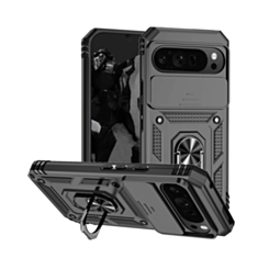 Dual Layers Hybrid Case (Black) for Google Pixel 9 / 10 / 11 / 9 Pro / 10 Pro / 11 Pro with Metal Ring and Camera Protector (Only Ground Shipping)